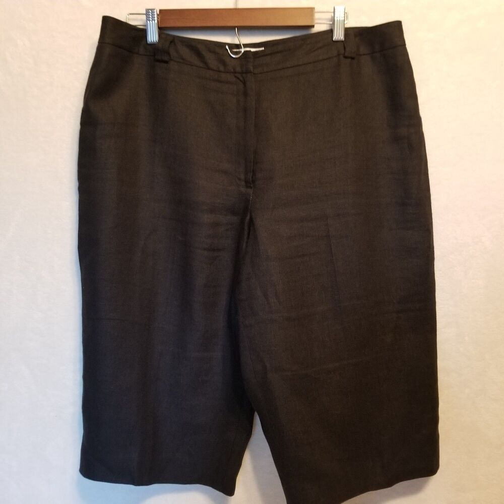 Talbots 16P Petite Pants Capri 100% Irish Linen Wide Leg Cropped Boho Culotte